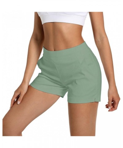 Women's Chino Shorts - 4" Inseam, High Waisted, Elastic, Summer Casual Shorts with 2 Front Pockets Olive Green $13.44 Shorts