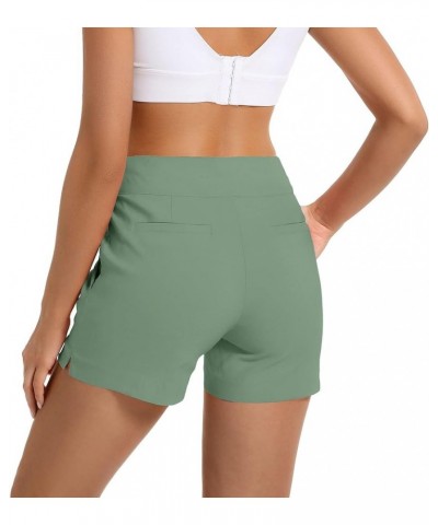 Women's Chino Shorts - 4" Inseam, High Waisted, Elastic, Summer Casual Shorts with 2 Front Pockets Olive Green $13.44 Shorts