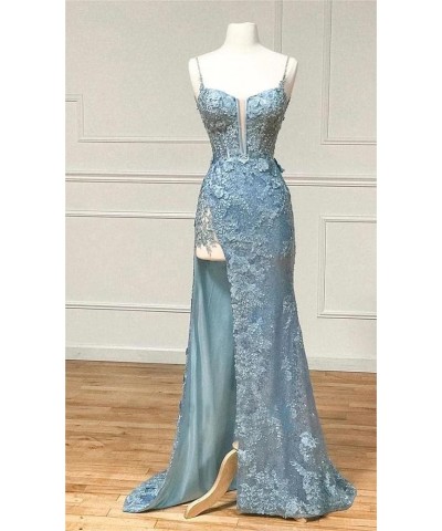 Women's Sweetheart Long Prom Dresses with Slit Lace Applique Mermaid Formal Evening Gowns CYM127 Lilac $42.80 Dresses