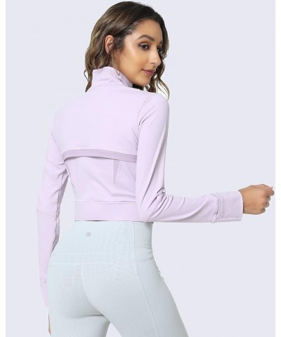 Womens Cropped Zip Up Hoodie Slim Fit Hooded Workout Athletic Jackets 6 Fair Orchid $17.15 Jackets