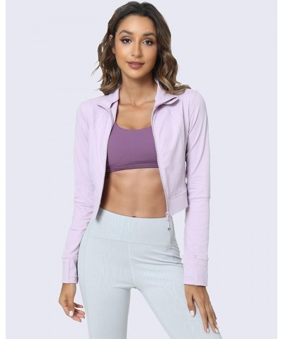 Womens Cropped Zip Up Hoodie Slim Fit Hooded Workout Athletic Jackets 6 Fair Orchid $17.15 Jackets