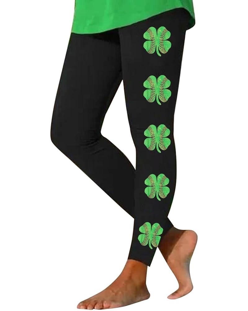 St.Patrick's Day Irish Green Shamrock High Waist Yoga Pants Clover Leaves Gym Leggings Butt Lifting Workout Pants B_grey $10....