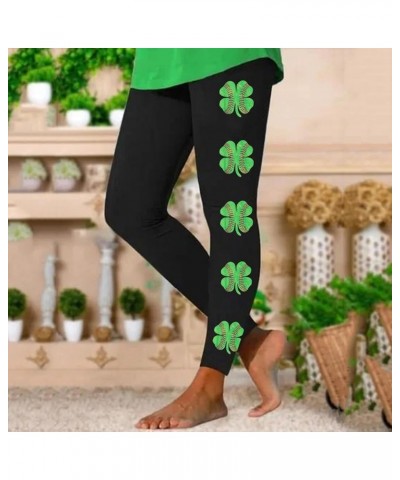 St.Patrick's Day Irish Green Shamrock High Waist Yoga Pants Clover Leaves Gym Leggings Butt Lifting Workout Pants B_grey $10....