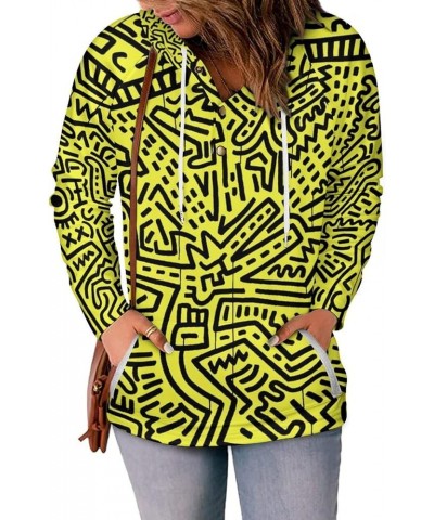 Womens Keith-Haring Button Tops Long Sleeve Hoodie Pullover Blouses Sweatshirt Style-6 $21.99 Hoodies & Sweatshirts