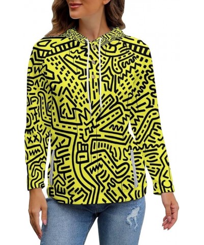 Womens Keith-Haring Button Tops Long Sleeve Hoodie Pullover Blouses Sweatshirt Style-6 $21.99 Hoodies & Sweatshirts