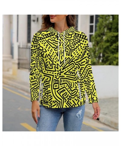 Womens Keith-Haring Button Tops Long Sleeve Hoodie Pullover Blouses Sweatshirt Style-6 $21.99 Hoodies & Sweatshirts