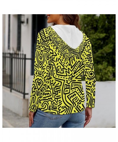 Womens Keith-Haring Button Tops Long Sleeve Hoodie Pullover Blouses Sweatshirt Style-6 $21.99 Hoodies & Sweatshirts