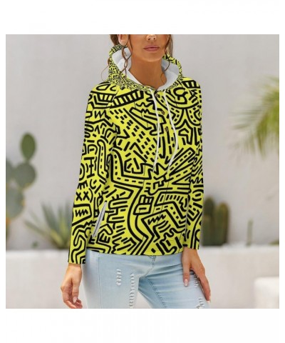 Womens Keith-Haring Button Tops Long Sleeve Hoodie Pullover Blouses Sweatshirt Style-6 $21.99 Hoodies & Sweatshirts