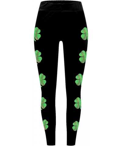 St.Patrick's Day Irish Green Shamrock High Waist Yoga Pants Clover Leaves Gym Leggings Butt Lifting Workout Pants B_grey $10....