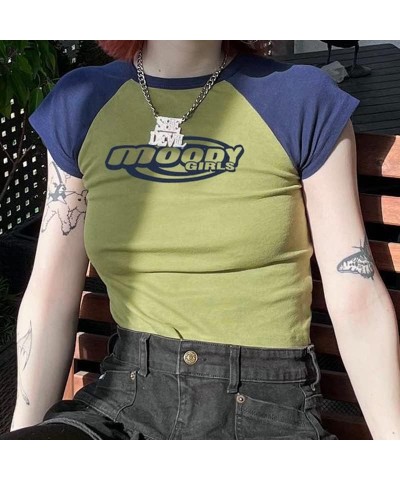 Baby Tees for Women Vintage Graphic Print Y2K Teen Girls Slim Crop Top T Shirt Style 11 $10.44 T-Shirts