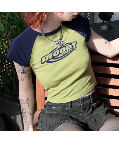 Baby Tees for Women Vintage Graphic Print Y2K Teen Girls Slim Crop Top T Shirt Style 11 $10.44 T-Shirts