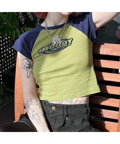 Baby Tees for Women Vintage Graphic Print Y2K Teen Girls Slim Crop Top T Shirt Style 11 $10.44 T-Shirts