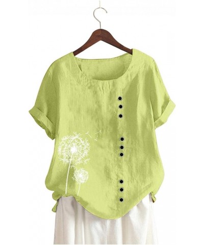 Linen Tops for Women Loose Fit, Women Cotton Linen Breathable Solid Color Basic Tunic Tee Shirts Tops Blouse H-02 Yellow $6.9...