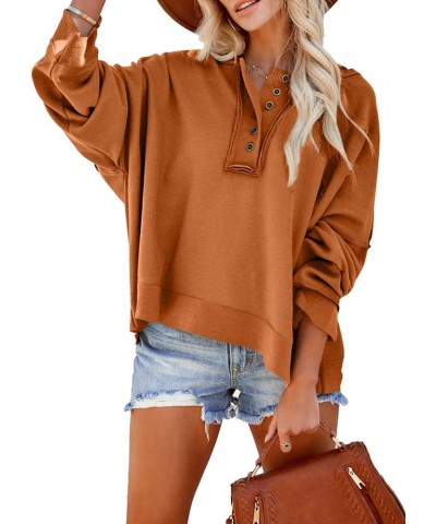 Women's V Neck Button Down Long Sleeve Crop Hoodies Loose Pullover Hooded Sweatshirts Tops Orange $20.58 Hoodies & Sweatshirts