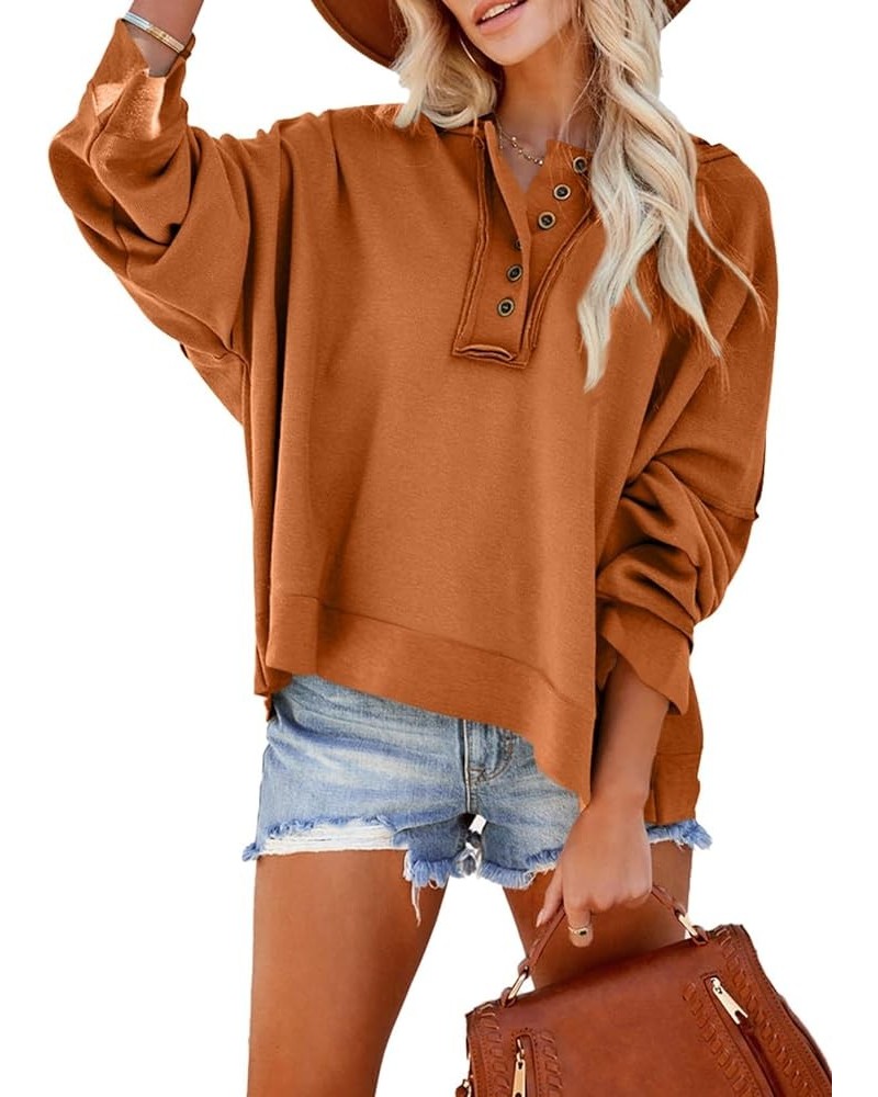 Women's V Neck Button Down Long Sleeve Crop Hoodies Loose Pullover Hooded Sweatshirts Tops Orange $20.58 Hoodies & Sweatshirts