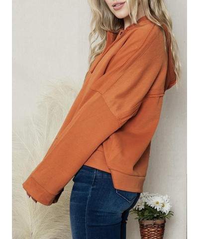 Women's V Neck Button Down Long Sleeve Crop Hoodies Loose Pullover Hooded Sweatshirts Tops Orange $20.58 Hoodies & Sweatshirts