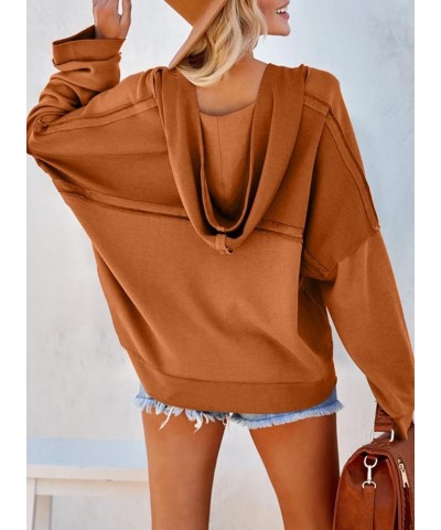 Women's V Neck Button Down Long Sleeve Crop Hoodies Loose Pullover Hooded Sweatshirts Tops Orange $20.58 Hoodies & Sweatshirts