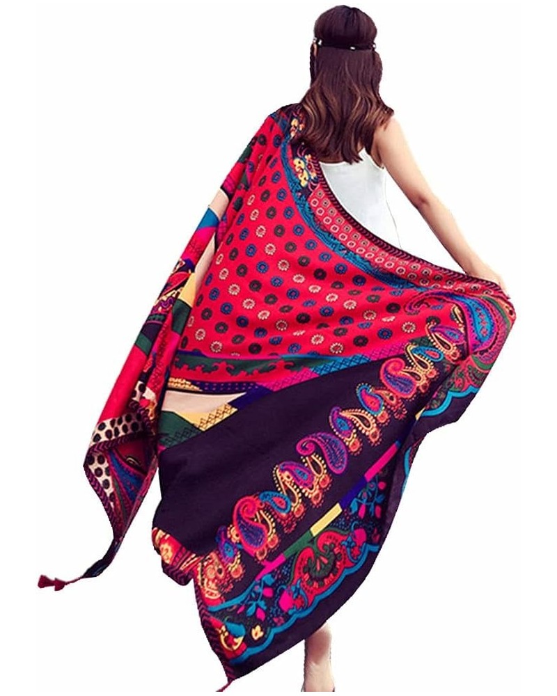 Women Boho Shawl Beach Towels Rectangle Polyester Scarf Travel Sarong Wrap Swimwear Cover Up Beach Mats Cashew Nuts Daisy $10...