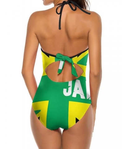 Jamaican JAMA Flag One-Piece Swimsuit Adjustable Strap Swimwear Beachwear Summer Beach Bathing Suits for Women White,X-Large ...