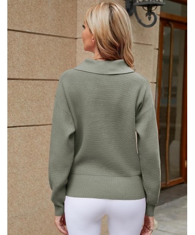 Women's Long Sleeve Half Zip Pullover Sweaters Casual V Neck Collared Waffle Knit Loose Jumper Tops Grey $25.44 Sweaters