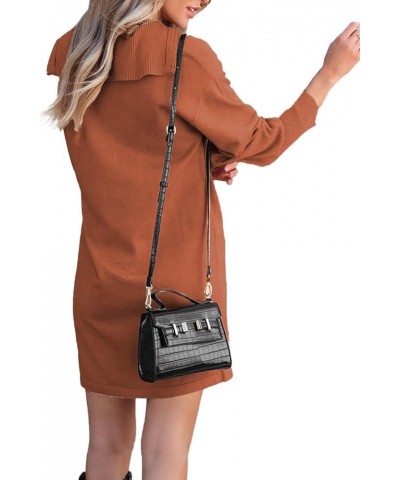 Women's Sweatshirt Long Sleeve Pullover Half Zip Mini Dress Rust $19.79 Hoodies & Sweatshirts