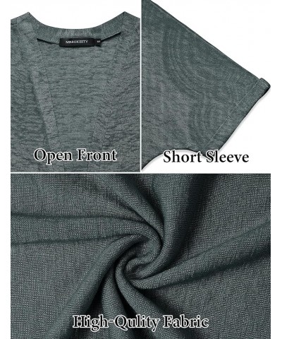 Womens 2024 Summer Lightweight Cardigan Short Sleeve Open Front Casual Loose Cover Ups Dark Grey $13.12 Sweaters