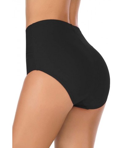 Women's Full Coverage Swim Bottoms High Waisted Twist Front Bikini Bottoms Swim Briefs Black $10.44 Swimsuits