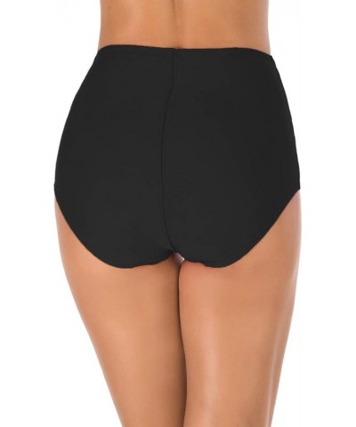 Women's Full Coverage Swim Bottoms High Waisted Twist Front Bikini Bottoms Swim Briefs Black $10.44 Swimsuits