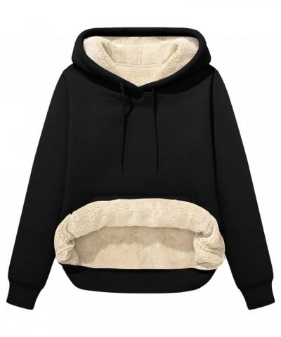 Women Winter Hoodies Zip Up Fleece Sherpa Lined Warm Sweatshirts Jacket Pullover Hooded Black $10.49 Jackets