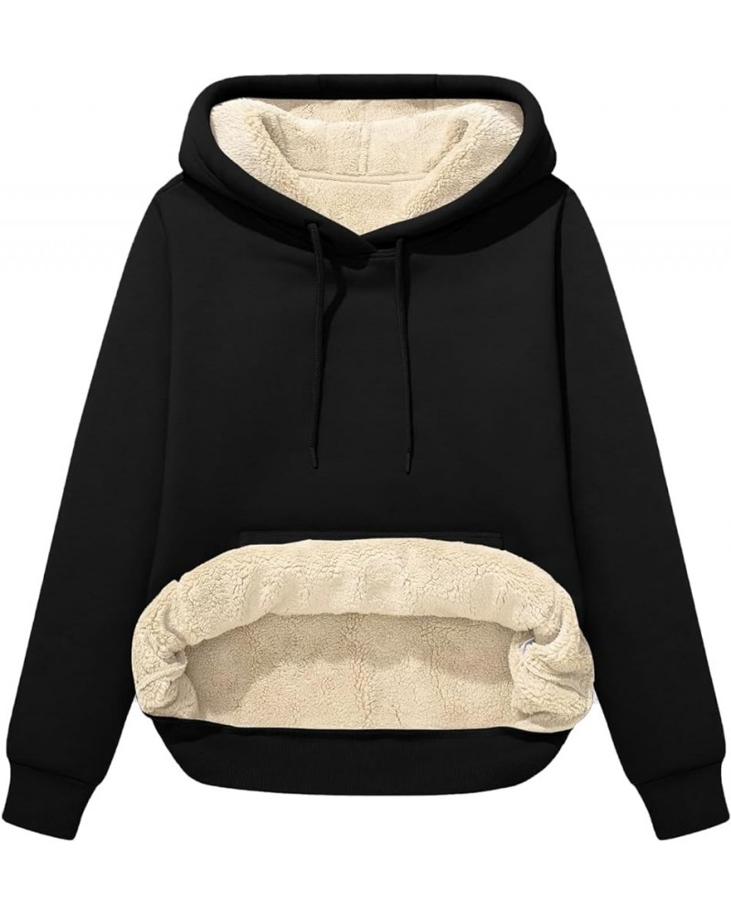 Women Winter Hoodies Zip Up Fleece Sherpa Lined Warm Sweatshirts Jacket Pullover Hooded Black $10.49 Jackets