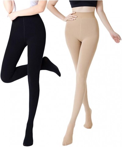 Women's Winter Warm Stretchy Thermal Leggings Pants Fleece Lined Tights Socks Black + Khaki Pack $10.79 Leggings