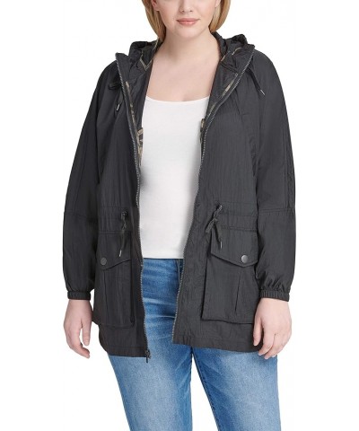 Women's Lightweight Hooded Cinch Waist Windbreaker (Standard & Plus Size) Black $29.44 Jackets