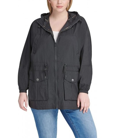 Women's Lightweight Hooded Cinch Waist Windbreaker (Standard & Plus Size) Black $29.44 Jackets