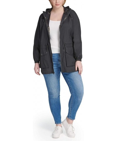 Women's Lightweight Hooded Cinch Waist Windbreaker (Standard & Plus Size) Black $29.44 Jackets