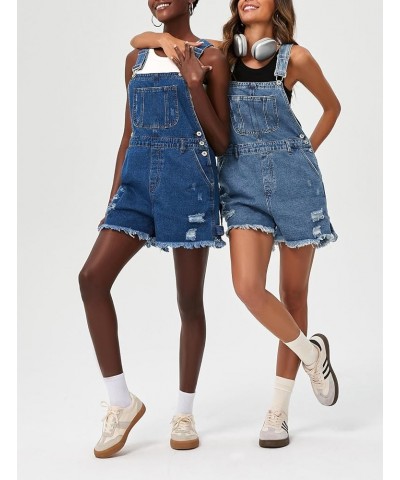 Women's Utility Denim Overall Shorts Distressed Adjustable Strap Jean Bib Shortalls with Pockets Light Blue $19.35 Overalls