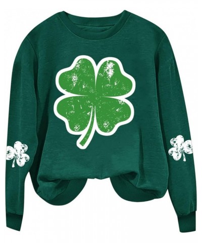 St Patricks Day Shirts for Women 2024 Long Sleeve Crewneck Sweatshirts Lucky Irish Shamrock Cute Holiday Tops Pullover A9gree...