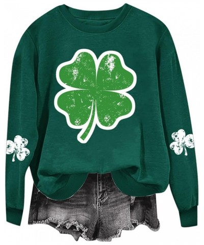 St Patricks Day Shirts for Women 2024 Long Sleeve Crewneck Sweatshirts Lucky Irish Shamrock Cute Holiday Tops Pullover A9gree...