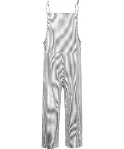 Jumpsuits for Women Dressy Women's Loose Sleeveless Rompers Casual Long Bib Pants Wide Leg Overalls with Pockets Z5-grey $2.6...