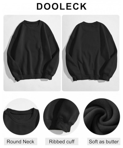 Womens Casual Crewneck Sweatshirts Long Sleeve Solid Color Shirts Trendy Loose Fit Pullover Fleece Fall Tops Black $12.90 Hoo...