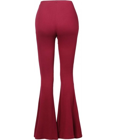 Women's Stretchy Wide Leg High Waist Bell Bottom Flare Pants with Plus Size Spa001_burgundy $13.74 Pants