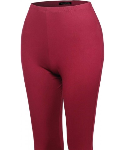 Women's Stretchy Wide Leg High Waist Bell Bottom Flare Pants with Plus Size Spa001_burgundy $13.74 Pants