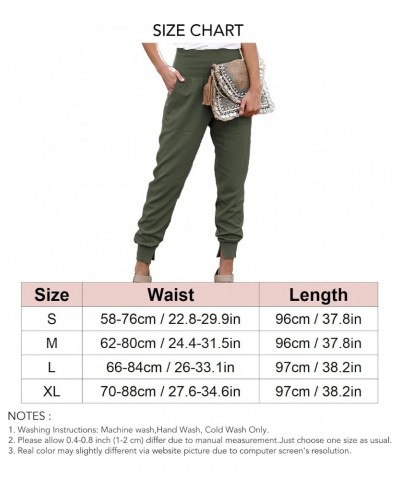 Womens Elastic High Waist Split Hem Pockets Trousers Ladies asual Sweatpants Loose Drawstring Pencil Pants(M-Green) $11.68 Pants