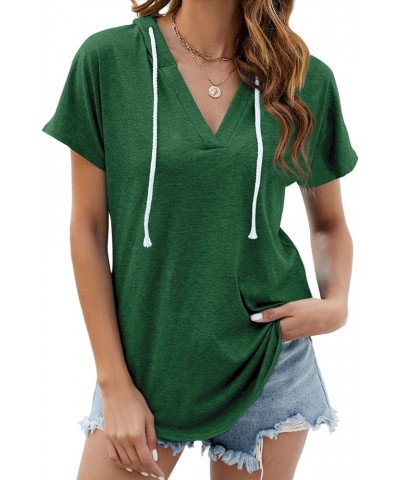 Womens Long Sleeve V Neck Hoodie Sweatshirts Lightweight Pullover Tops Style3-green $14.99 Hoodies & Sweatshirts