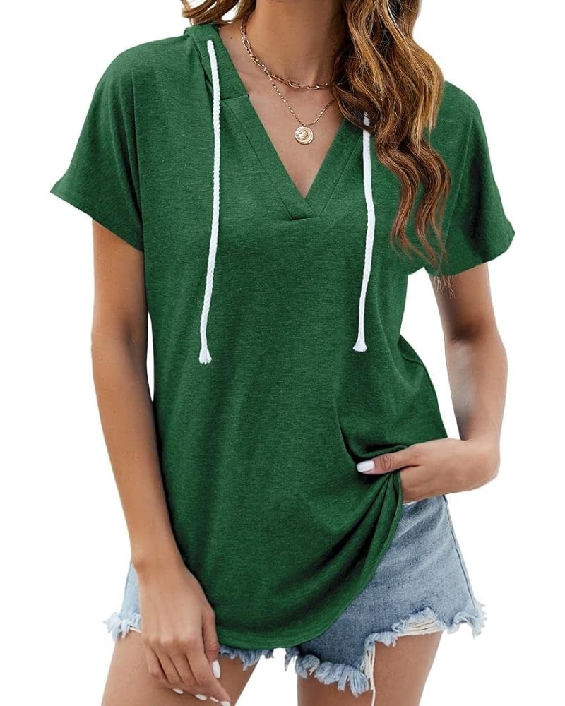 Womens Long Sleeve V Neck Hoodie Sweatshirts Lightweight Pullover Tops Style3-green $14.99 Hoodies & Sweatshirts