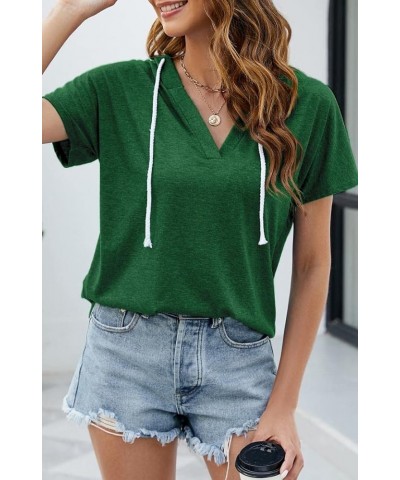 Womens Long Sleeve V Neck Hoodie Sweatshirts Lightweight Pullover Tops Style3-green $14.99 Hoodies & Sweatshirts