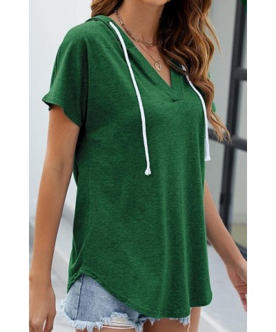 Womens Long Sleeve V Neck Hoodie Sweatshirts Lightweight Pullover Tops Style3-green $14.99 Hoodies & Sweatshirts