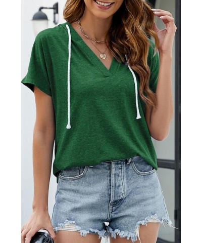 Womens Long Sleeve V Neck Hoodie Sweatshirts Lightweight Pullover Tops Style3-green $14.99 Hoodies & Sweatshirts