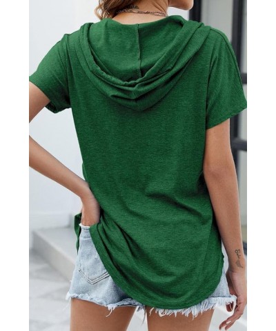 Womens Long Sleeve V Neck Hoodie Sweatshirts Lightweight Pullover Tops Style3-green $14.99 Hoodies & Sweatshirts