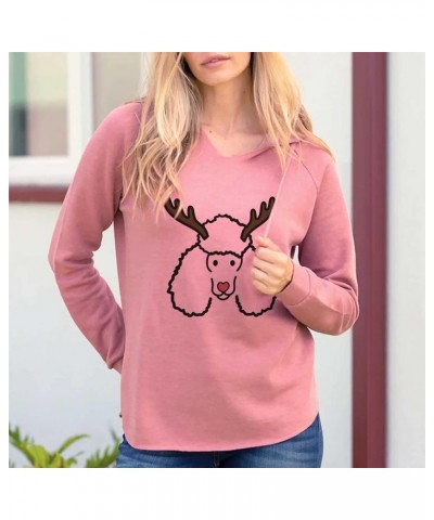 Red Nose Reindeer Christmas Poodle - Women's Cali Wave Hooded Sweatshirt Dusty Rose $31.89 Hoodies & Sweatshirts