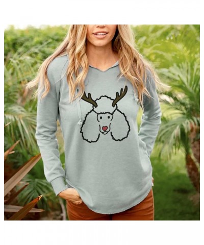 Red Nose Reindeer Christmas Poodle - Women's Cali Wave Hooded Sweatshirt Dusty Rose $31.89 Hoodies & Sweatshirts